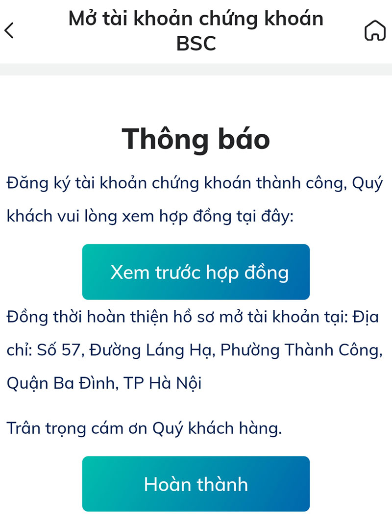 Hoàn thành đăng ký tài khoản BSC