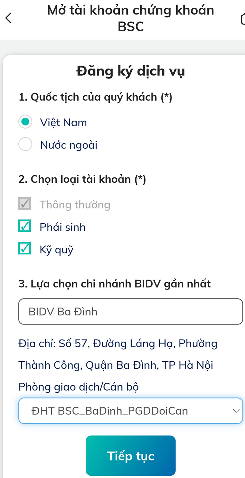 Đăng ký dịch vụ BSC