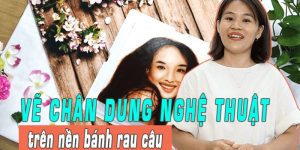 Vẽ chân dung nghệ thuật trên nền bánh rau câu